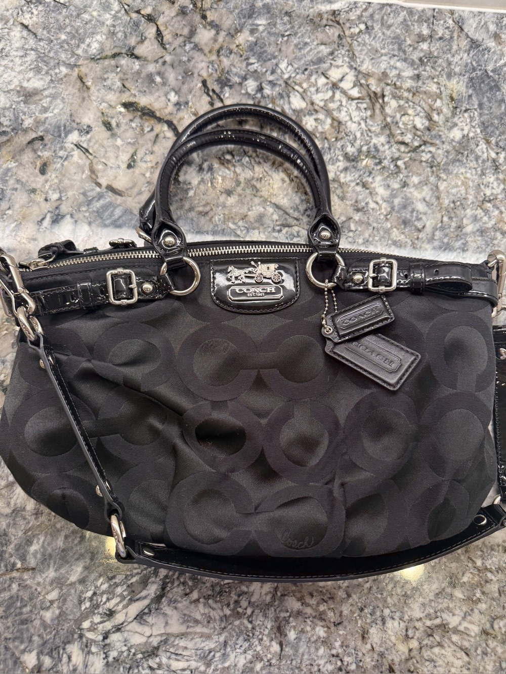 Coach Black Madison Op Art Sateen Sophia Satche